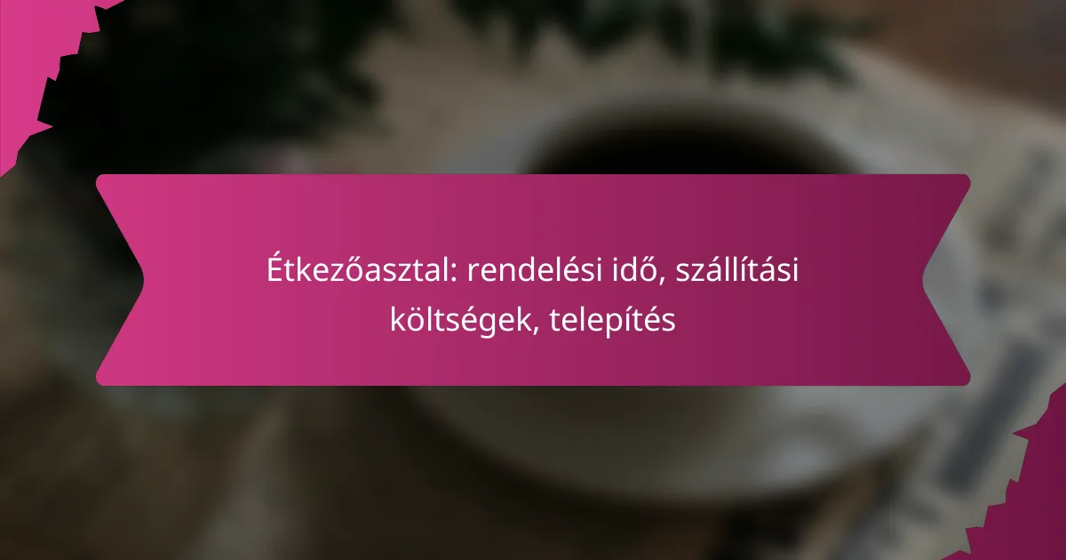Étkezőasztal: rendelési idő, szállítási költségek, telepítés