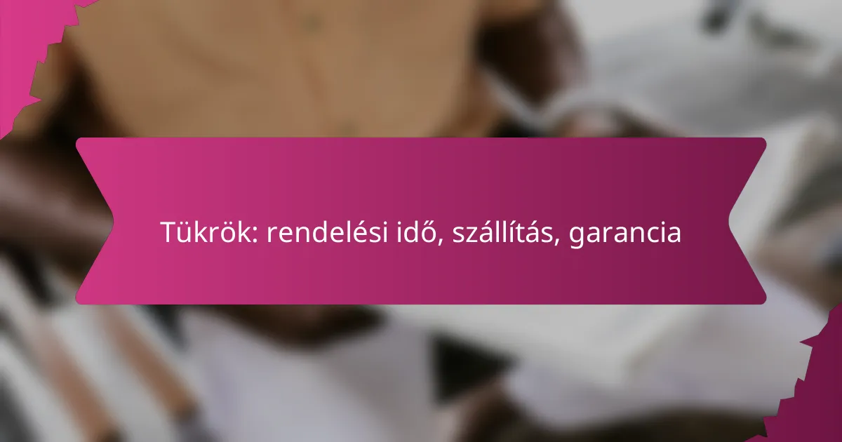 Tükrök: rendelési idő, szállítás, garancia