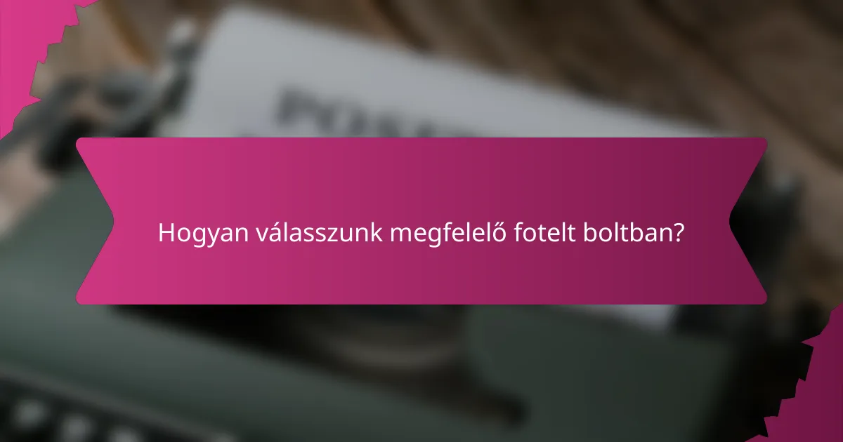 Hogyan válasszunk megfelelő fotelt boltban?