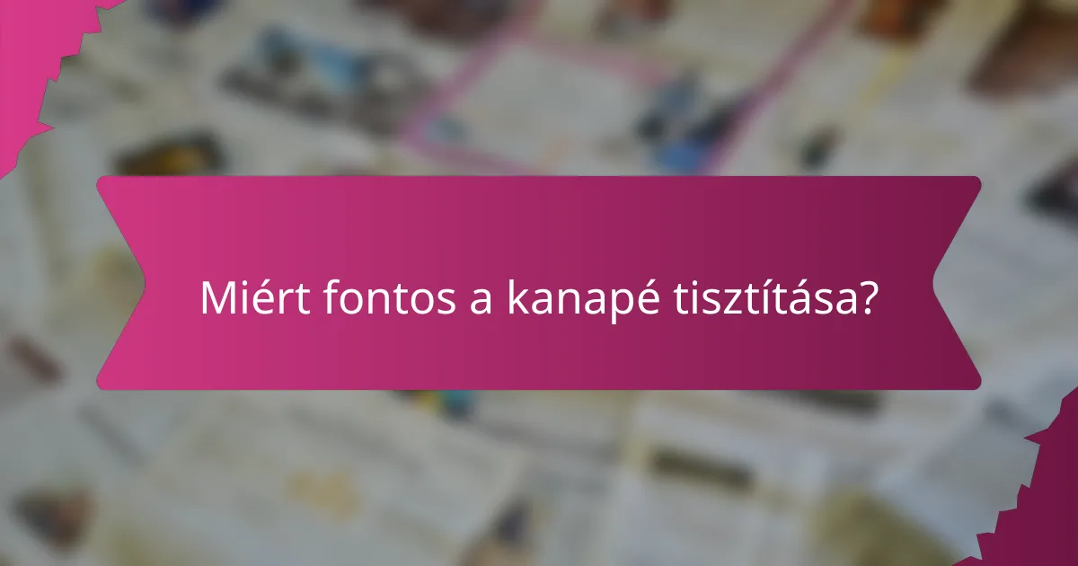 Miért fontos a kanapé tisztítása?